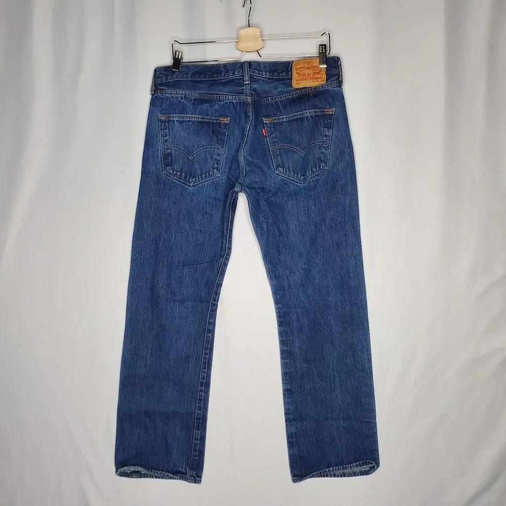 Levis Strauss 501 Jeans Mens 34X28 Blue Cotton Denim Button-Fly‎